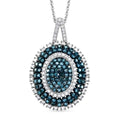 D'Joy Blauer Diamant, Weißer Diamant Schmuckset ca. 50 cm 925 Silber Rhodiniert ca. 1,00 ct.