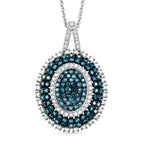 D'Joy Blauer Diamant, Weißer Diamant Schmuckset ca. 50 cm 925 Silber Rhodiniert ca. 1,00 ct.