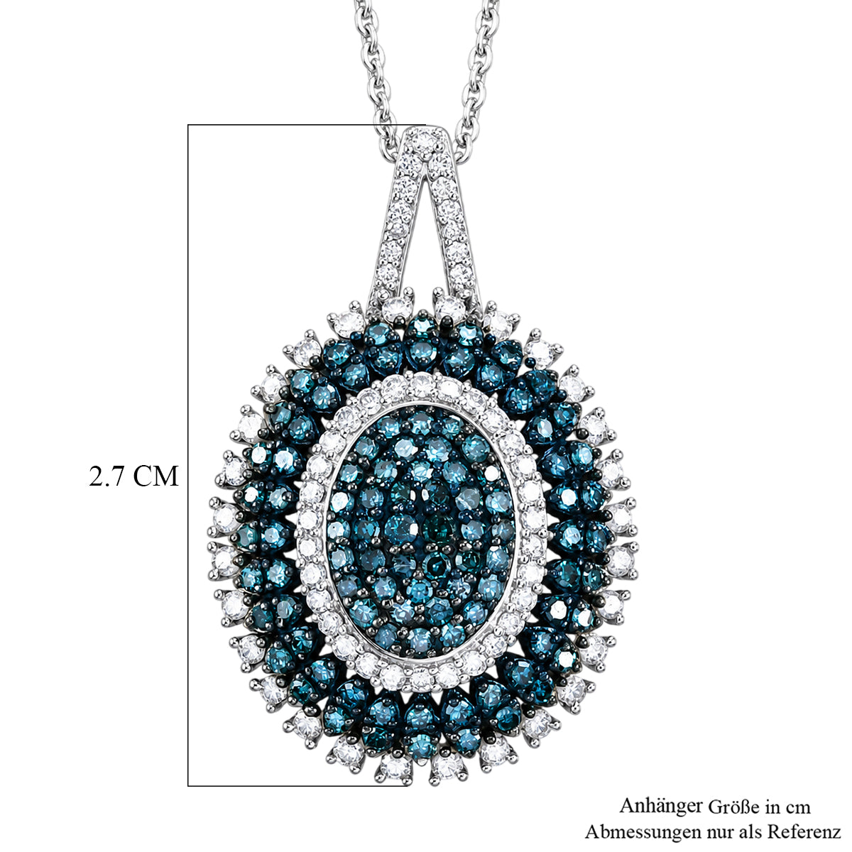 D'Joy Blauer Diamant, Weißer Diamant Schmuckset ca. 50 cm 925 Silber Rhodiniert ca. 1,00 ct.