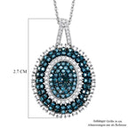 D'Joy Blauer Diamant, Weißer Diamant Schmuckset ca. 50 cm 925 Silber Rhodiniert ca. 1,00 ct.