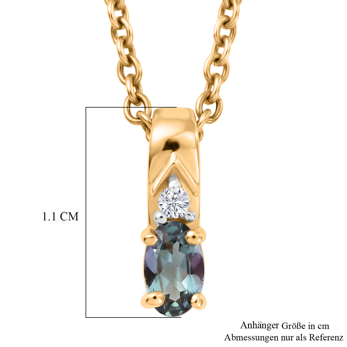 D'Joy Grüner Tansanit, Weißer Zirkon Schmuckset ca. 50 cm 925 Silber Gold und 316L Edelstahl Gold ca. 0,26 ct.