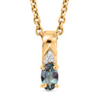 D'Joy Grüner Tansanit, Weißer Zirkon Schmuckset ca. 50 cm 925 Silber Gold und 316L Edelstahl Gold ca. 0,26 ct.