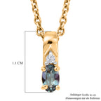 D'Joy Grüner Tansanit, Weißer Zirkon Schmuckset ca. 50 cm 925 Silber Gold und 316L Edelstahl Gold ca. 0,26 ct.
