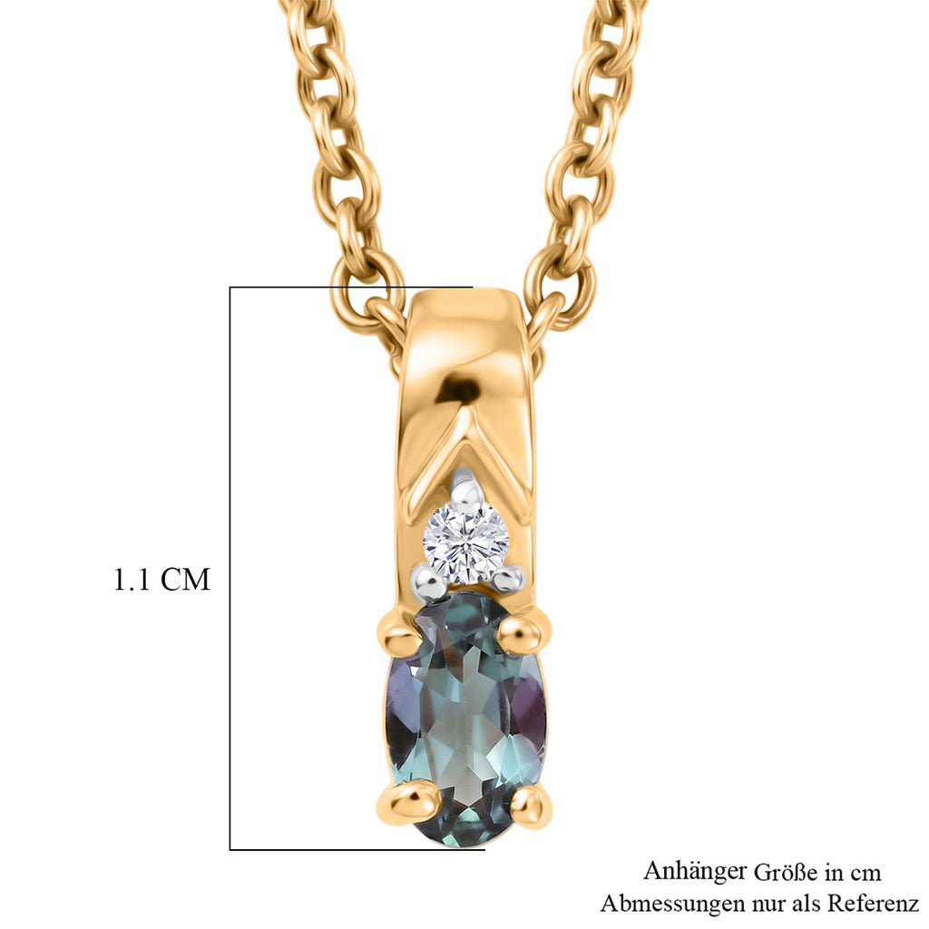 D'Joy Grüner Tansanit, Weißer Zirkon Schmuckset ca. 50 cm 925 Silber Gold und 316L Edelstahl Gold ca. 0,26 ct.