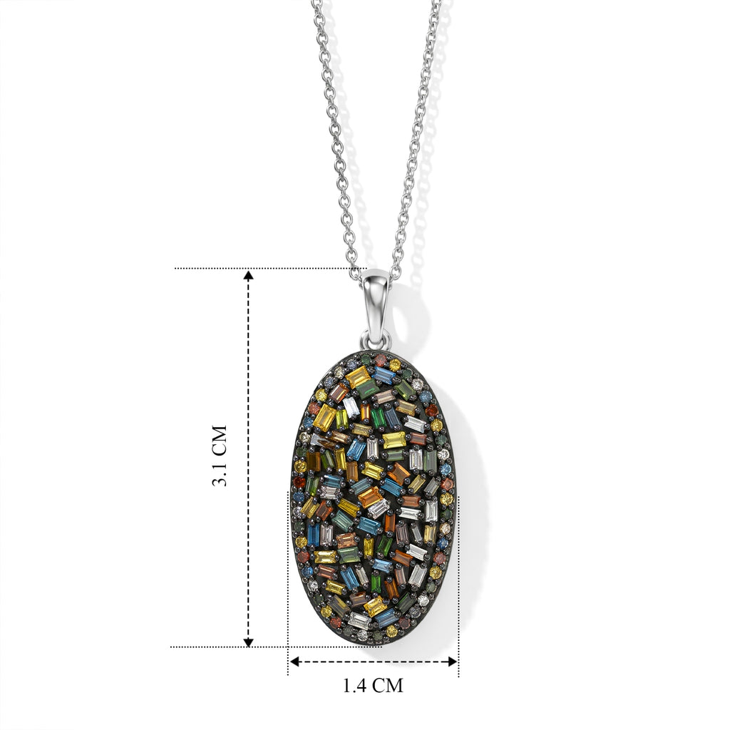 D'Joy Blauer Diamant, Natürlicher Champagner Diamant Schmuckset ca. 50 cm 925 Silber Rhodiniert ca. 1,02 ct.