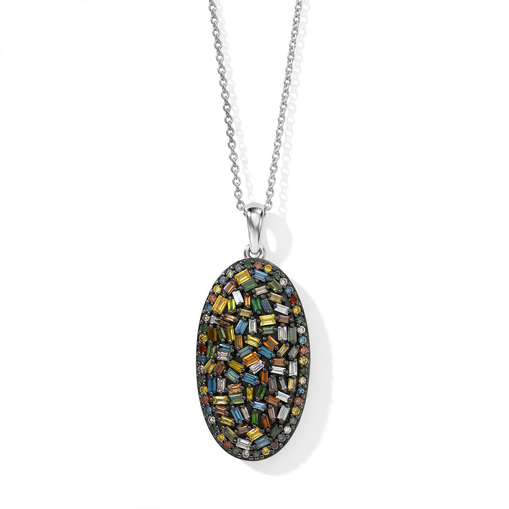 D'Joy Blauer Diamant, Natürlicher Champagner Diamant Schmuckset ca. 50 cm 925 Silber Rhodiniert ca. 1,02 ct.