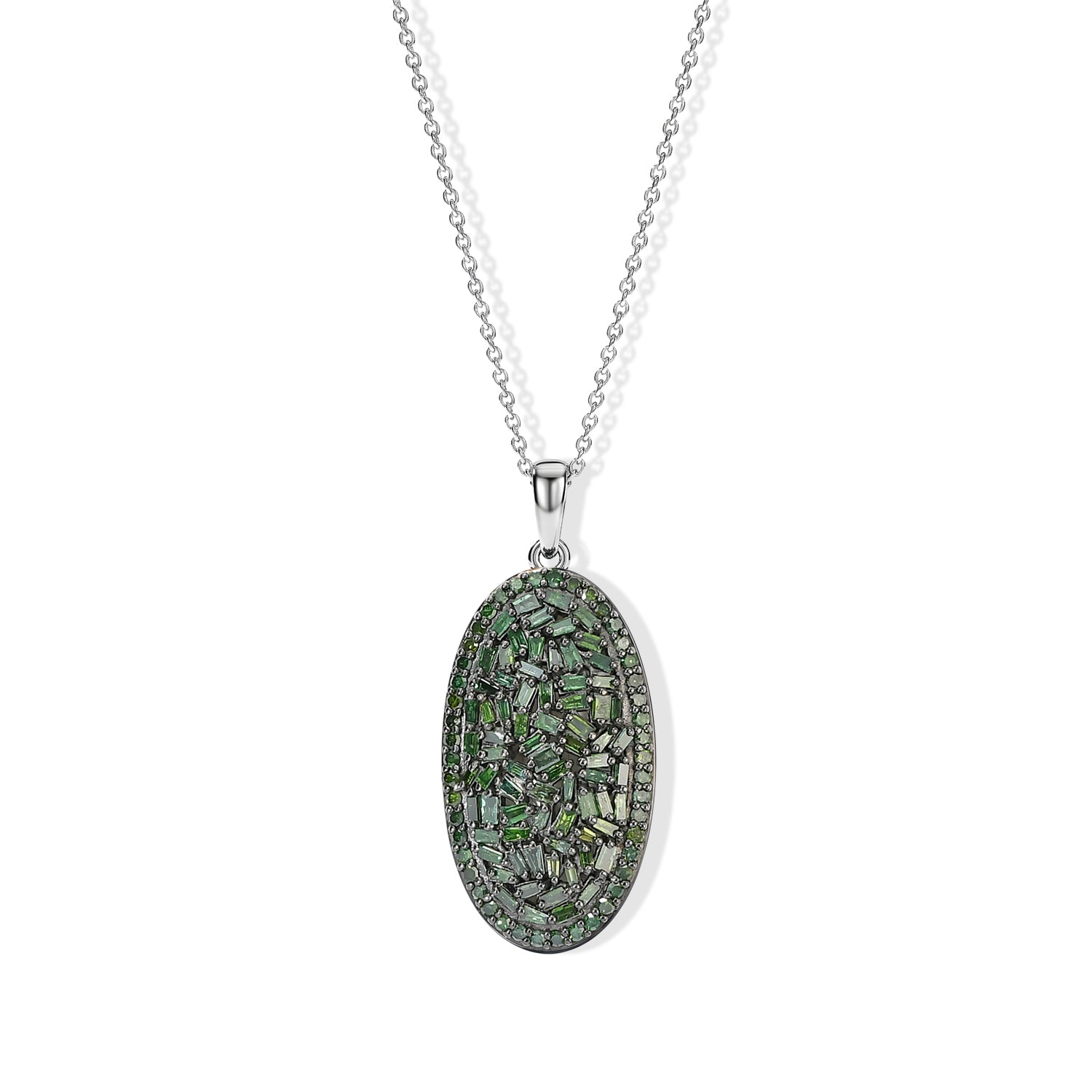 D'Joy Grüner Diamant Schmuckset ca. 50 cm 925 Silber Rhodiniert ca. 0,99 ct.