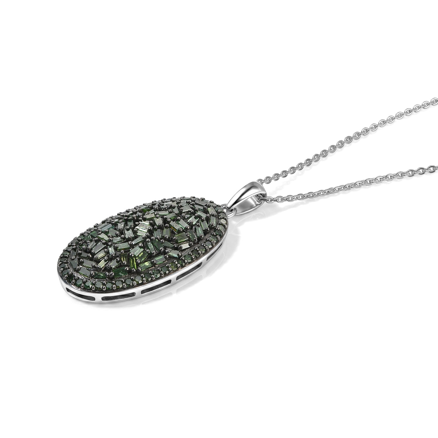 D'Joy Grüner Diamant Schmuckset ca. 50 cm 925 Silber Rhodiniert ca. 0,99 ct.
