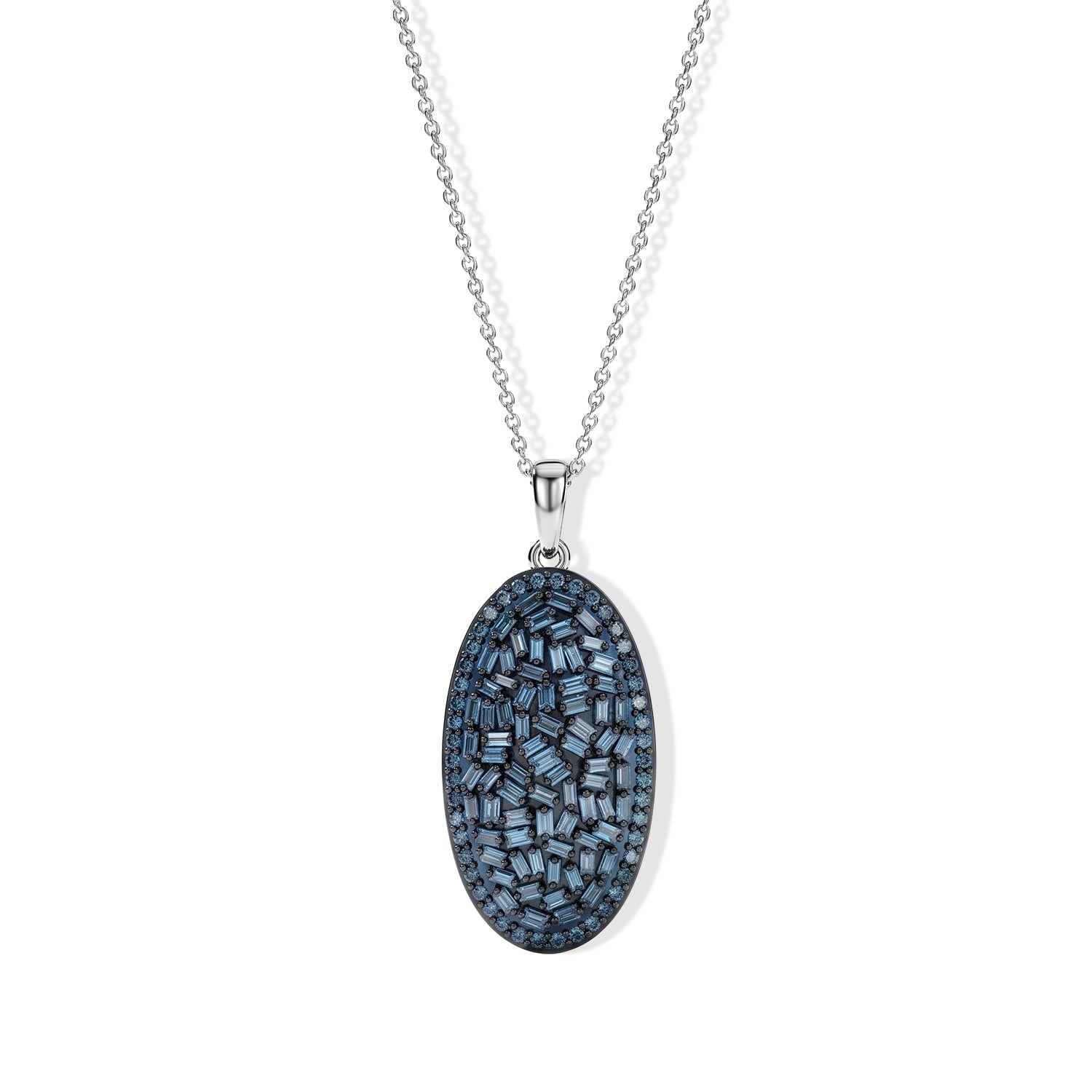 D'Joy Blauer Diamant (IR) Schmuckset ca. 50 cm 925 Silber Rhodiniert ca. 0.97 ct