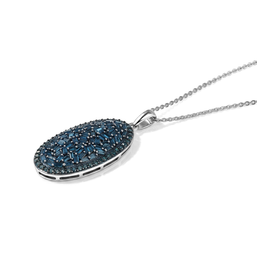 D'Joy Blauer Diamant Schmuckset ca. 50 cm 925 Silber Rhodiniert ca. 0,97 ct.