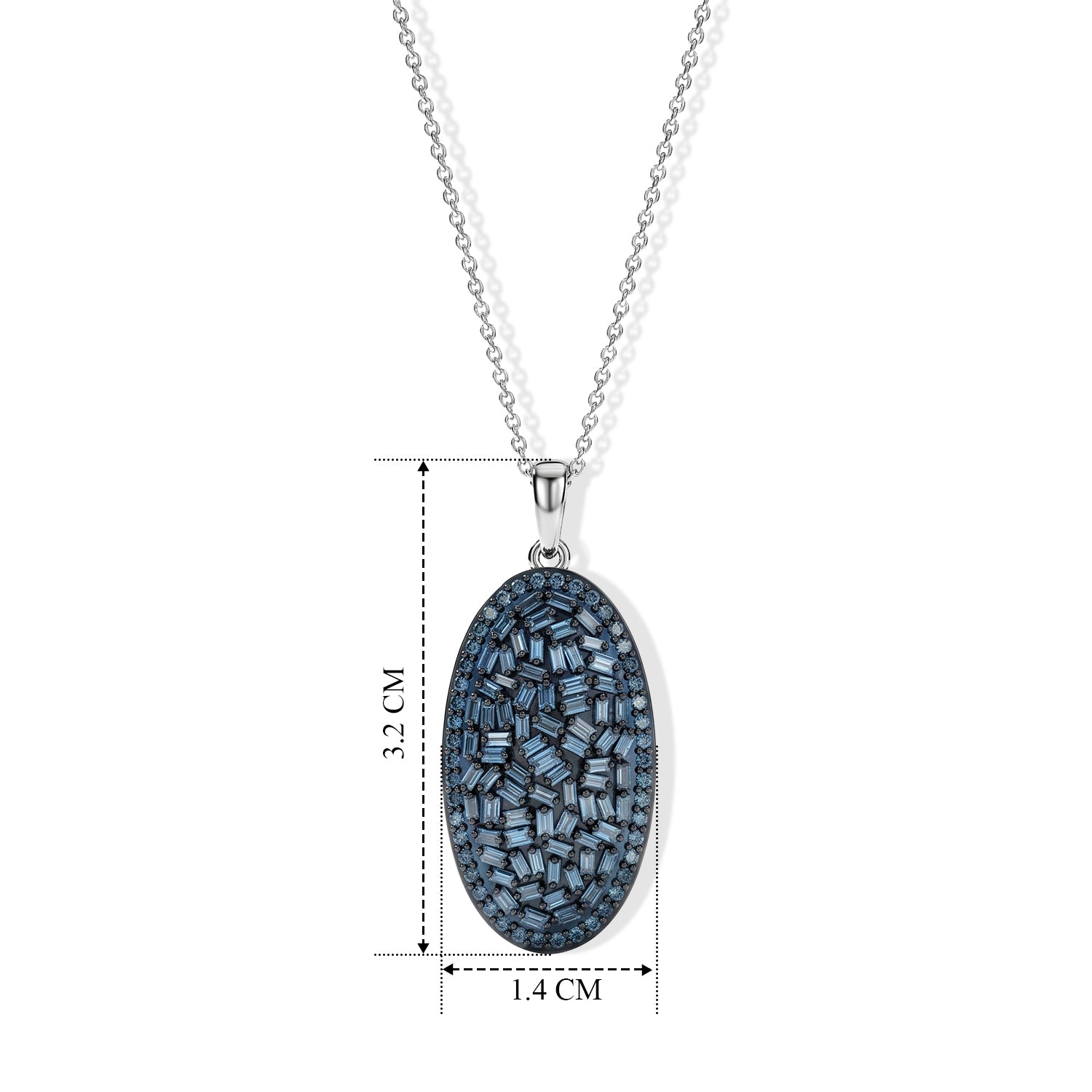 D'Joy Blauer Diamant (IR) Schmuckset ca. 50 cm 925 Silber Rhodiniert ca. 0.97 ct