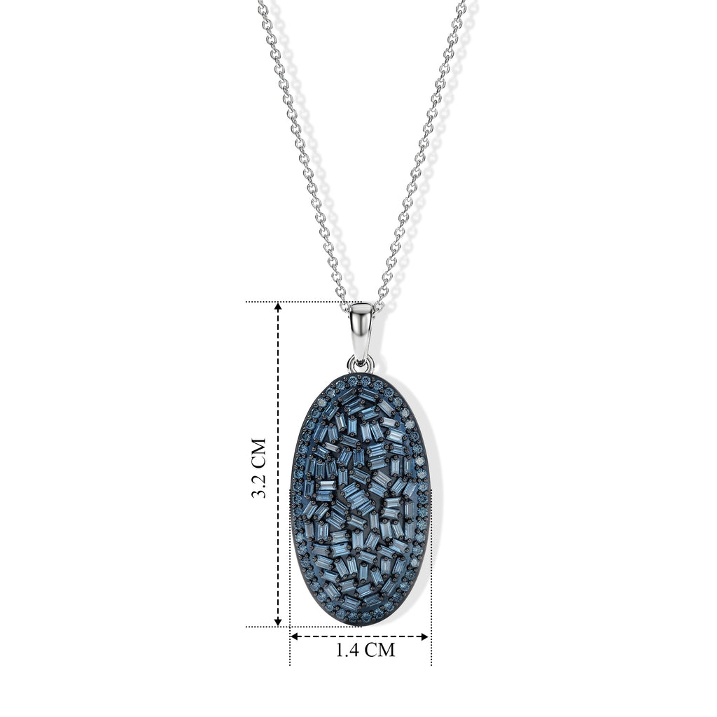 D'Joy Blauer Diamant Schmuckset ca. 50 cm 925 Silber Rhodiniert ca. 0,97 ct.