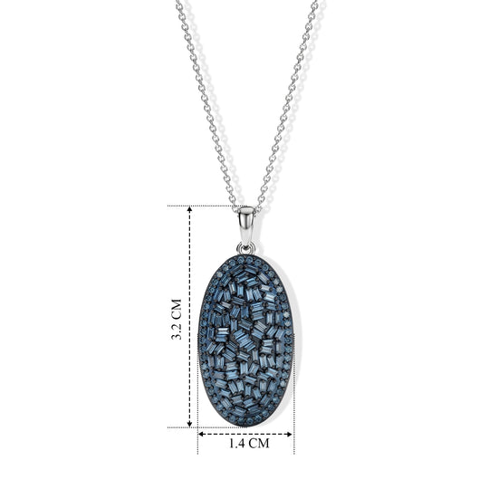 D'Joy Blauer Diamant (IR) Schmuckset ca. 50 cm 925 Silber Rhodiniert ca. 0.97 ct