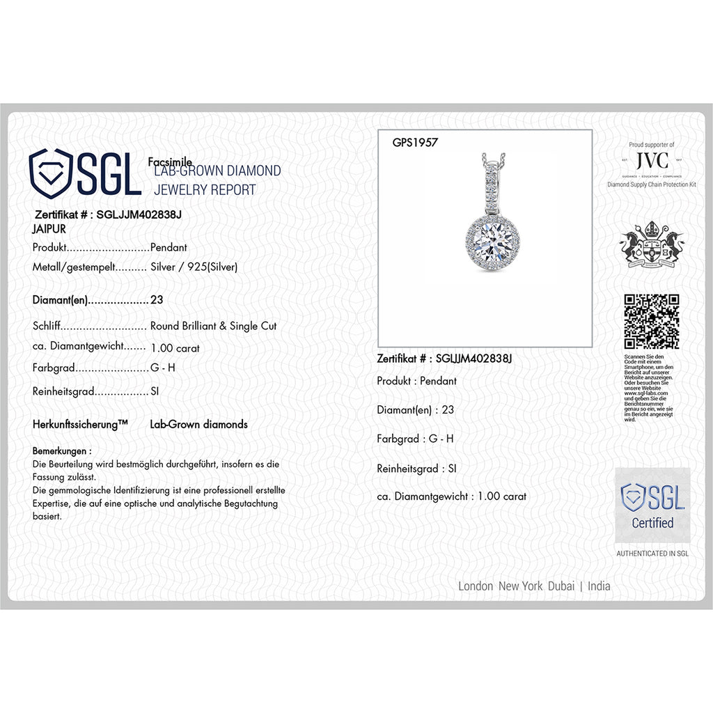 LUXURIANT DIAMOND - Lab Grown Diamant SI-GH Schmuckset ca. 50 cm 925 Silber Rhodiniert ca. 1,07 ct.