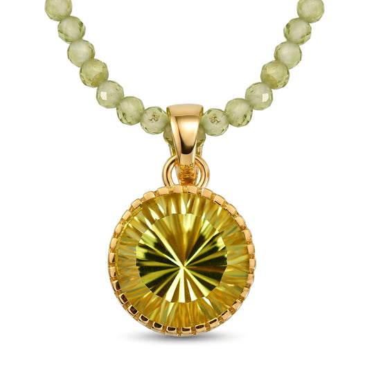 D'Joy AAA Ouro Verde-Quarz, Peridot Schmuckset ca. 50 cm 925 Silber 750 Gelbgold vermeil ca. 48,93 ct.