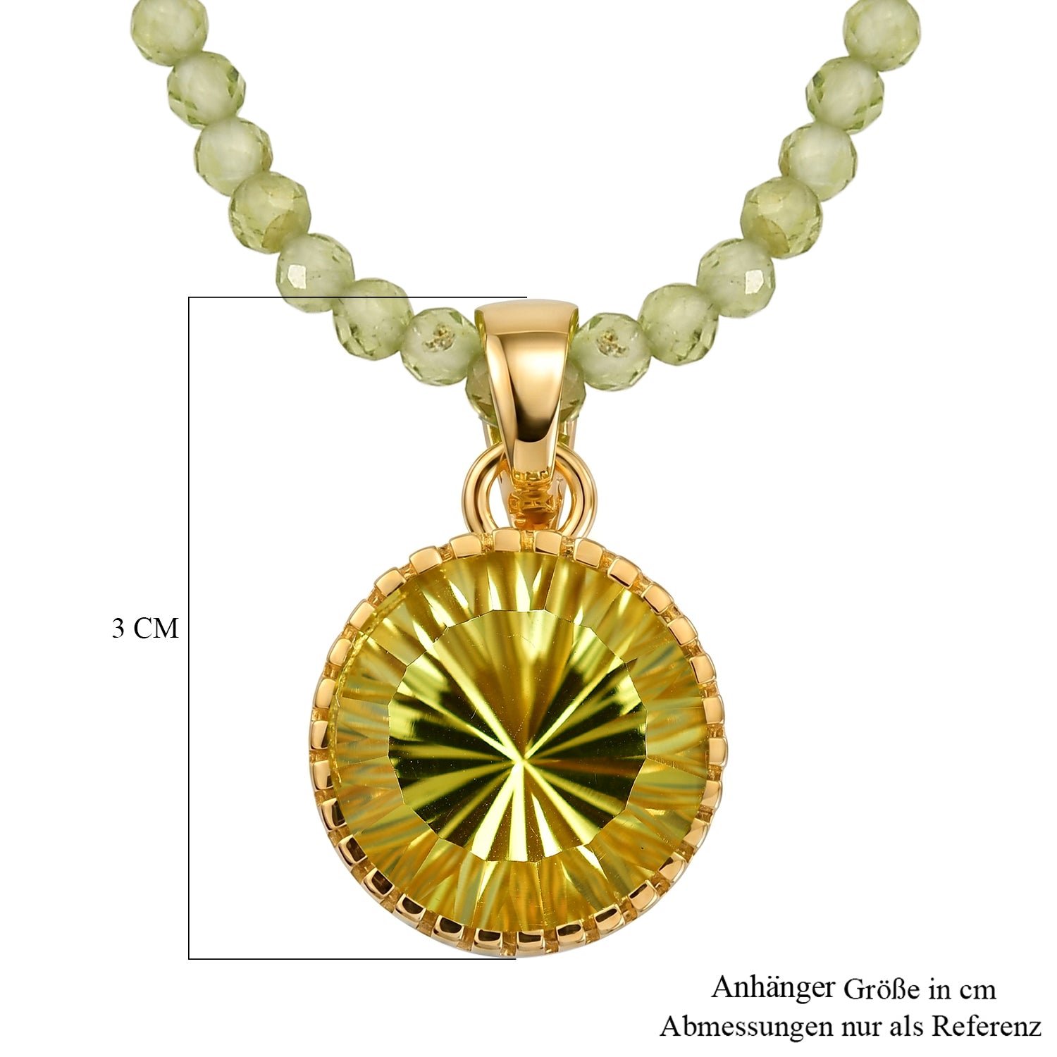 D'Joy AAA Ouro Verde-Quarz, Peridot Schmuckset ca. 50 cm 925 Silber 750 Gelbgold vermeil ca. 48,93 ct.