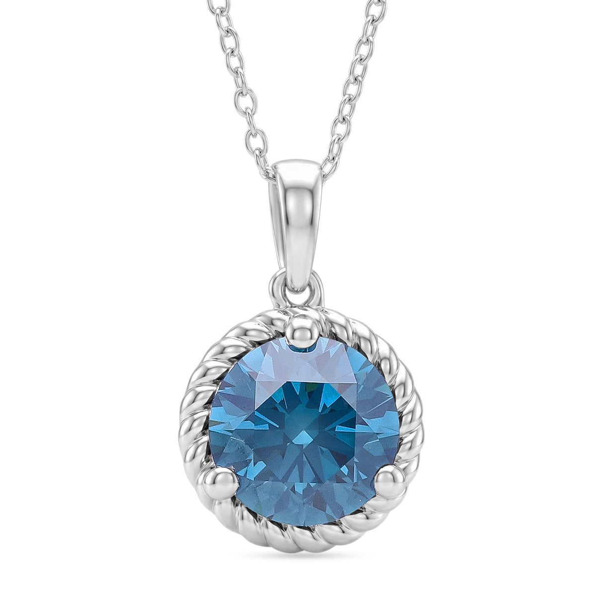 LUXURIANT DIAMOND - Lab Grown Blauer Diamant SI-GH Schmuckset ca. 50 cm 925 Silber Rhodiniert ca. 1,78 ct.