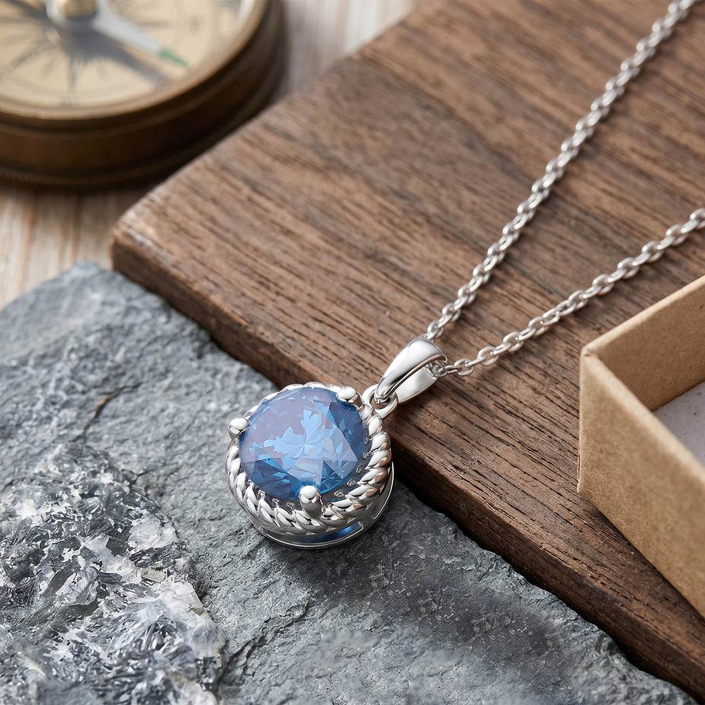 LUXURIANT DIAMOND - Lab Grown Blauer Diamant SI-GH Schmuckset ca. 50 cm 925 Silber Rhodiniert ca. 1,78 ct.