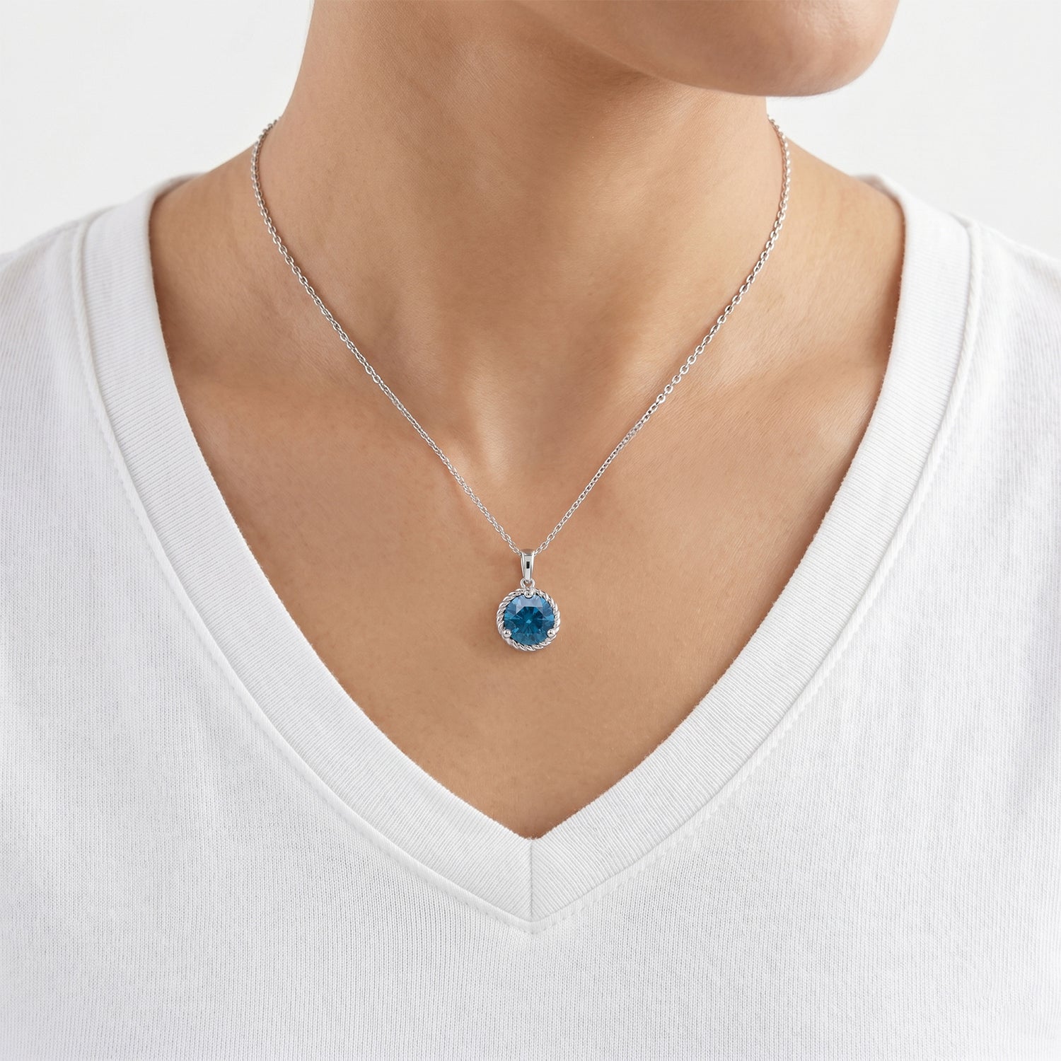 LUXURIANT DIAMOND - Lab Grown Blauer Diamant SI-GH Schmuckset ca. 50 cm 925 Silber Rhodiniert ca. 1,78 ct.