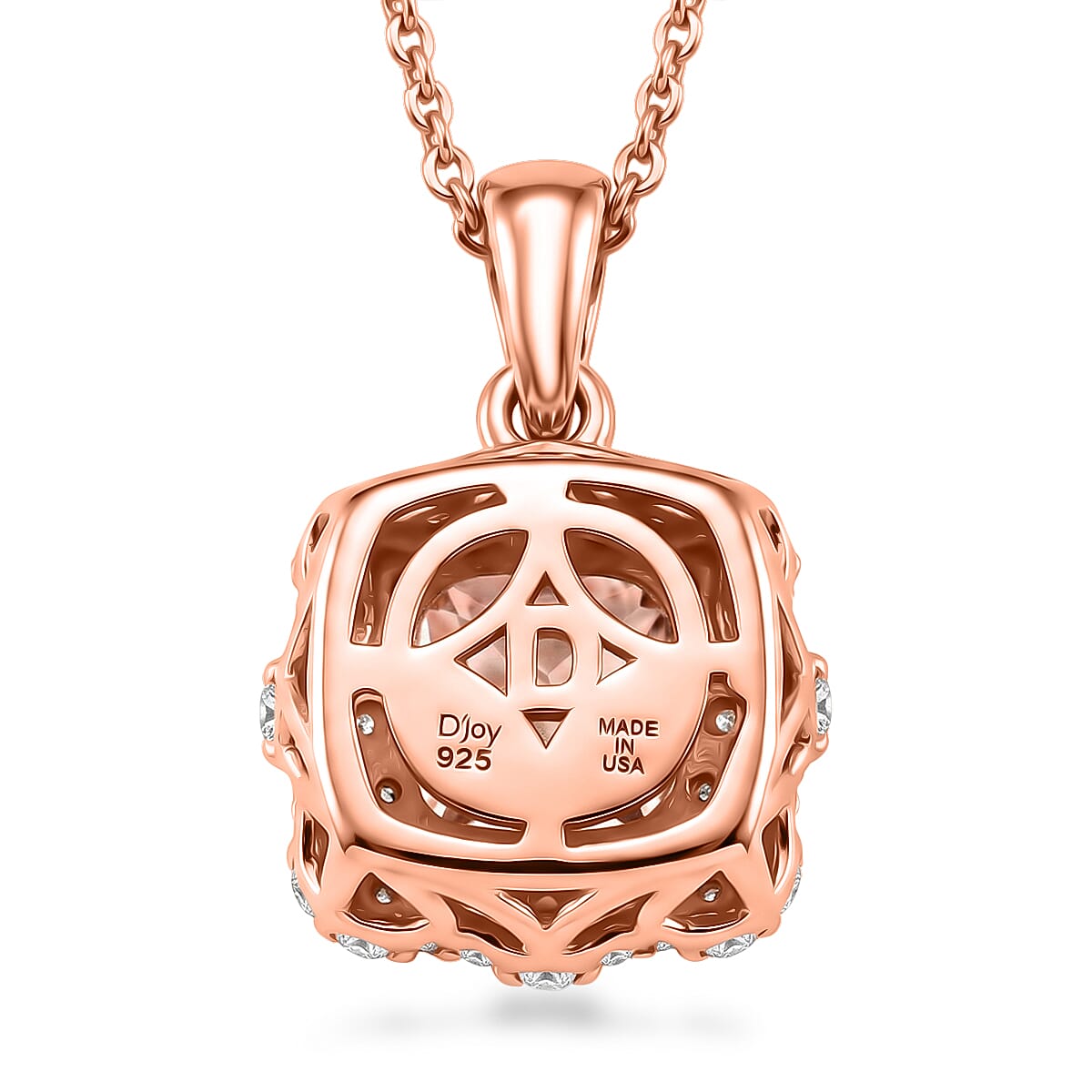 D'Joy AA Rosa Morganit, Moissanit AGI zertifiziert Schmuckset ca. 45 cm 925 Silber 750 Roségold vermeil ca. 1,32 ct.