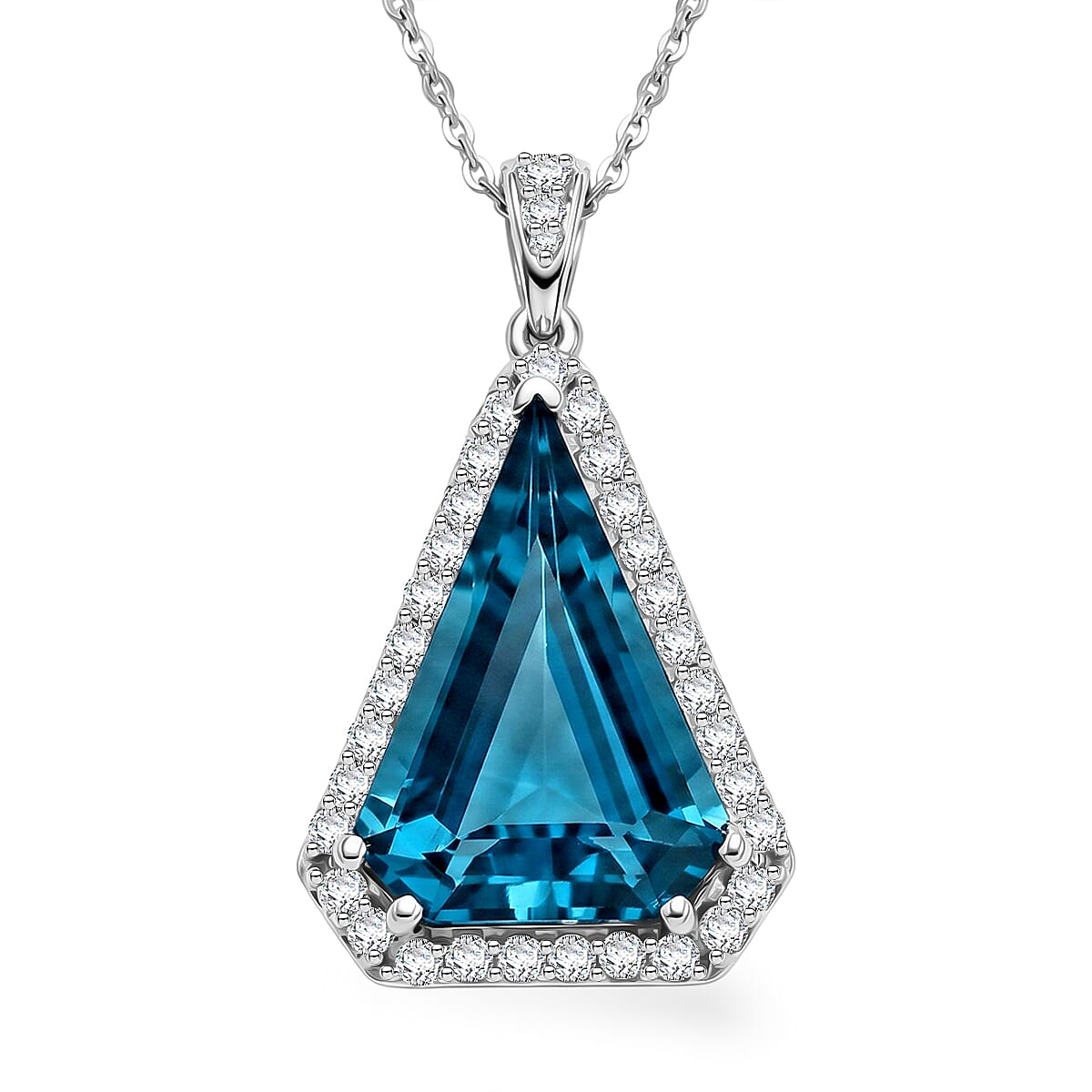 D'Joy AA London Blau Topas, Moissanit Schmuckset ca. 45 cm 925 Silber Rhodiniert ca. 9,96 ct.