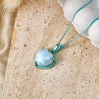 D'Joy Larimar Anhänger mit Kette, ca. 50 cm 925 Silber Ion Blau Beschichtung ca. 6.96 ct