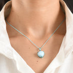 D'Joy Larimar Anhänger mit Kette, ca. 50 cm 925 Silber Ion Blau Beschichtung ca. 6.96 ct