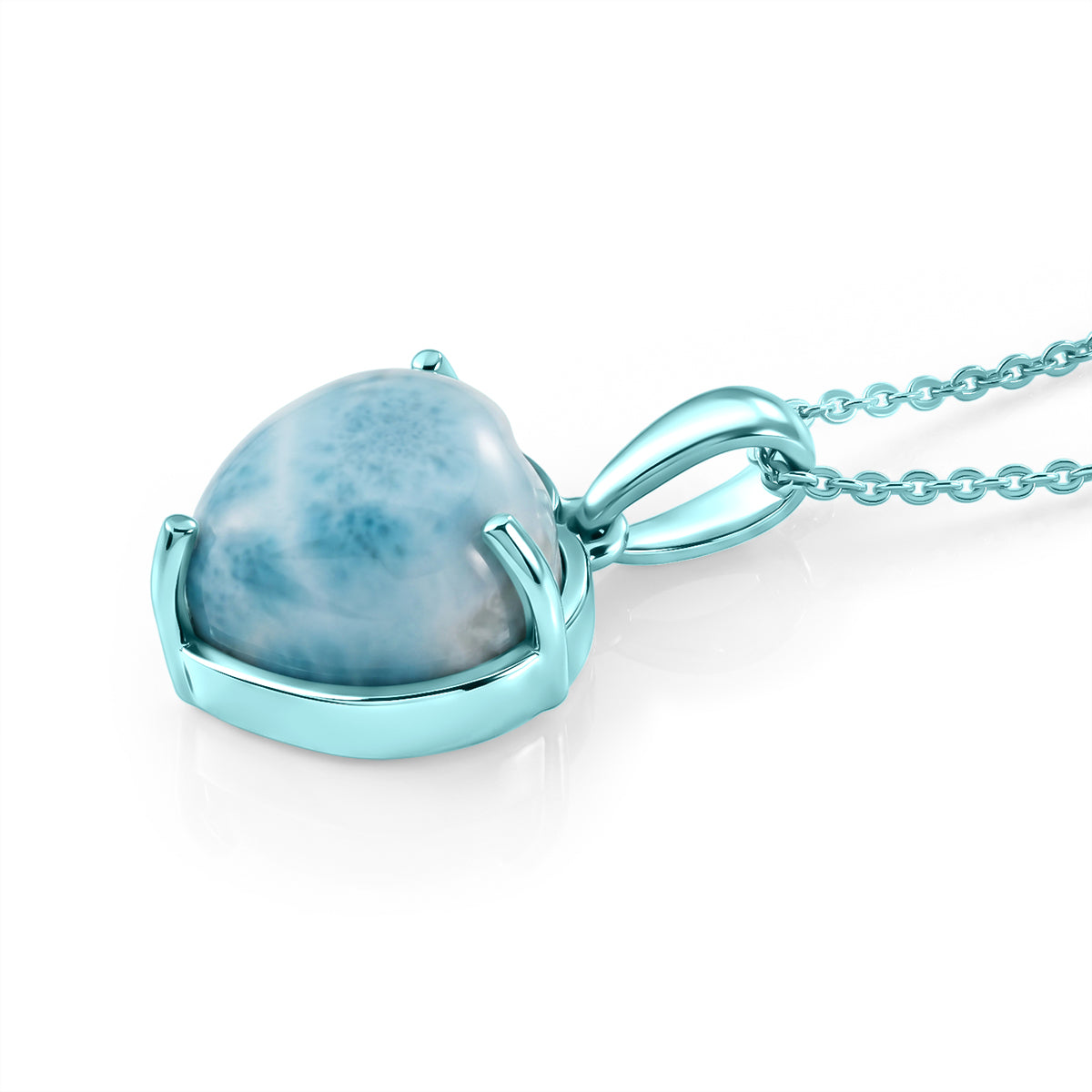 D'Joy Larimar Anhänger mit Kette, ca. 50 cm 925 Silber Ion Blau Beschichtung ca. 6.96 ct