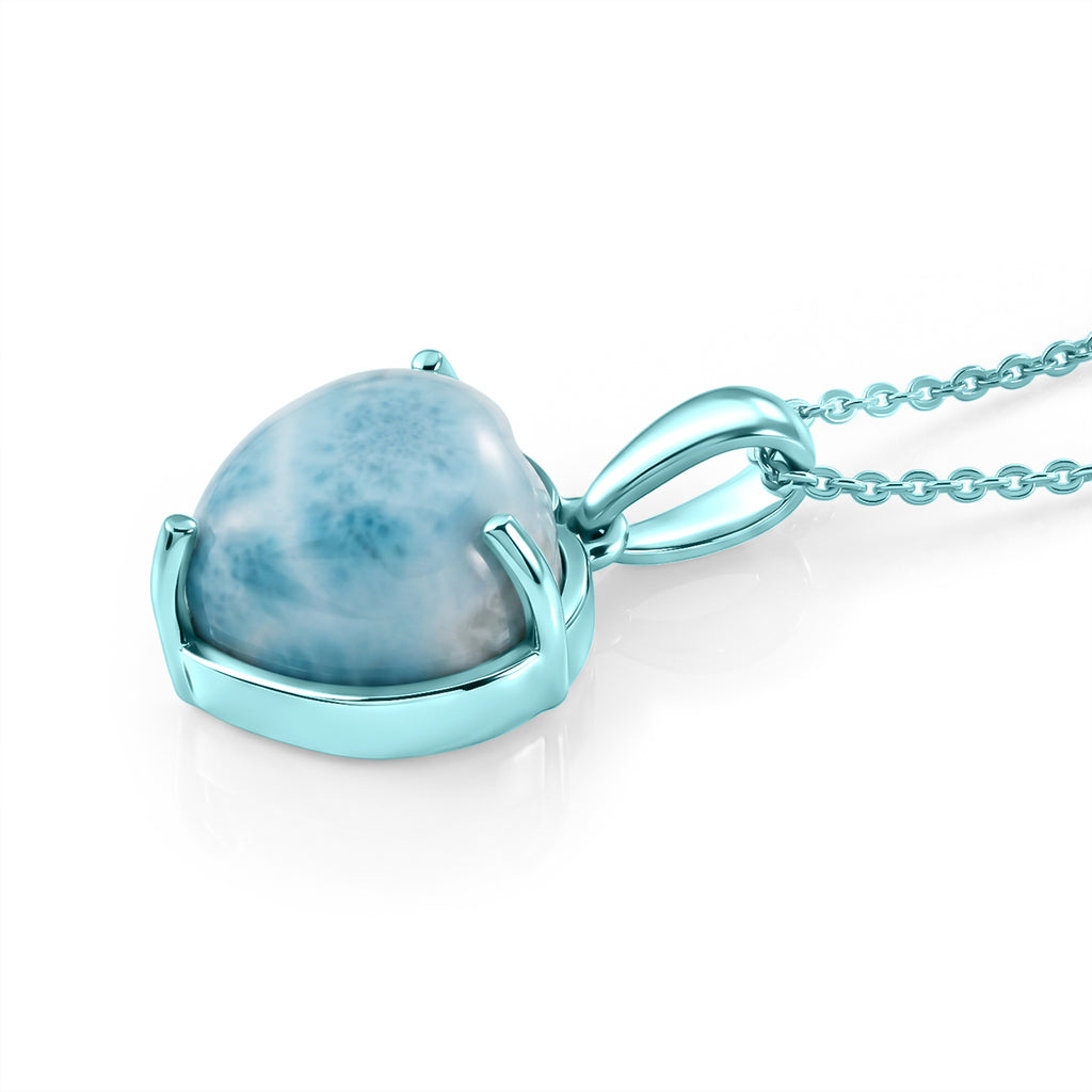 D'Joy Larimar Anhänger mit Kette, ca. 50 cm 925 Silber Ion Blau Beschichtung ca. 6.96 ct