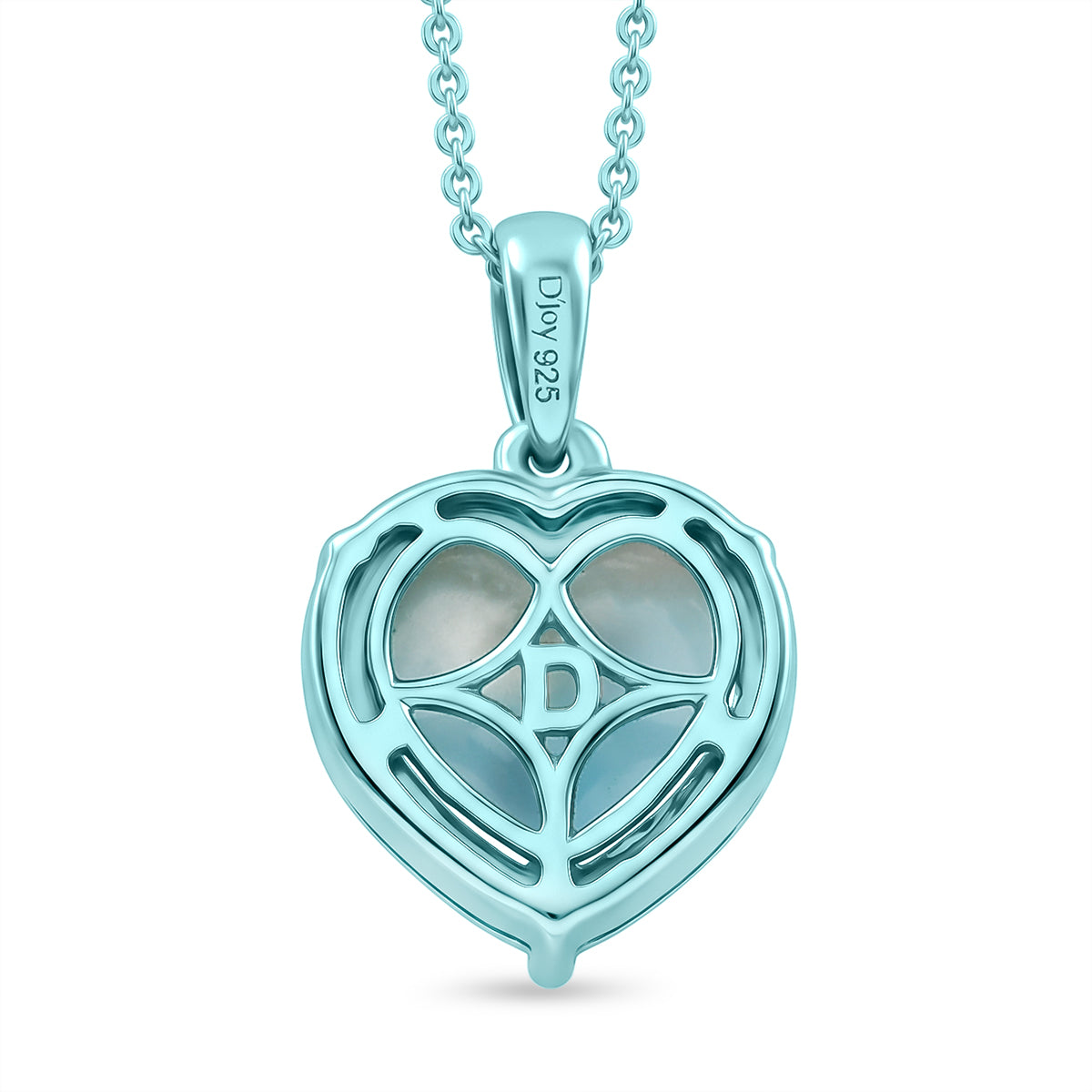 D'Joy Larimar Anhänger mit Kette, ca. 50 cm 925 Silber Ion Blau Beschichtung ca. 6.96 ct