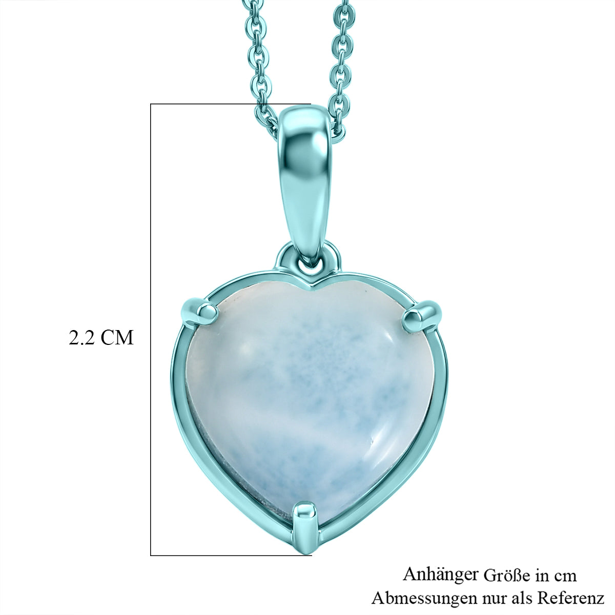 D'Joy Larimar Anhänger mit Kette, ca. 50 cm 925 Silber Ion Blau Beschichtung ca. 6.96 ct