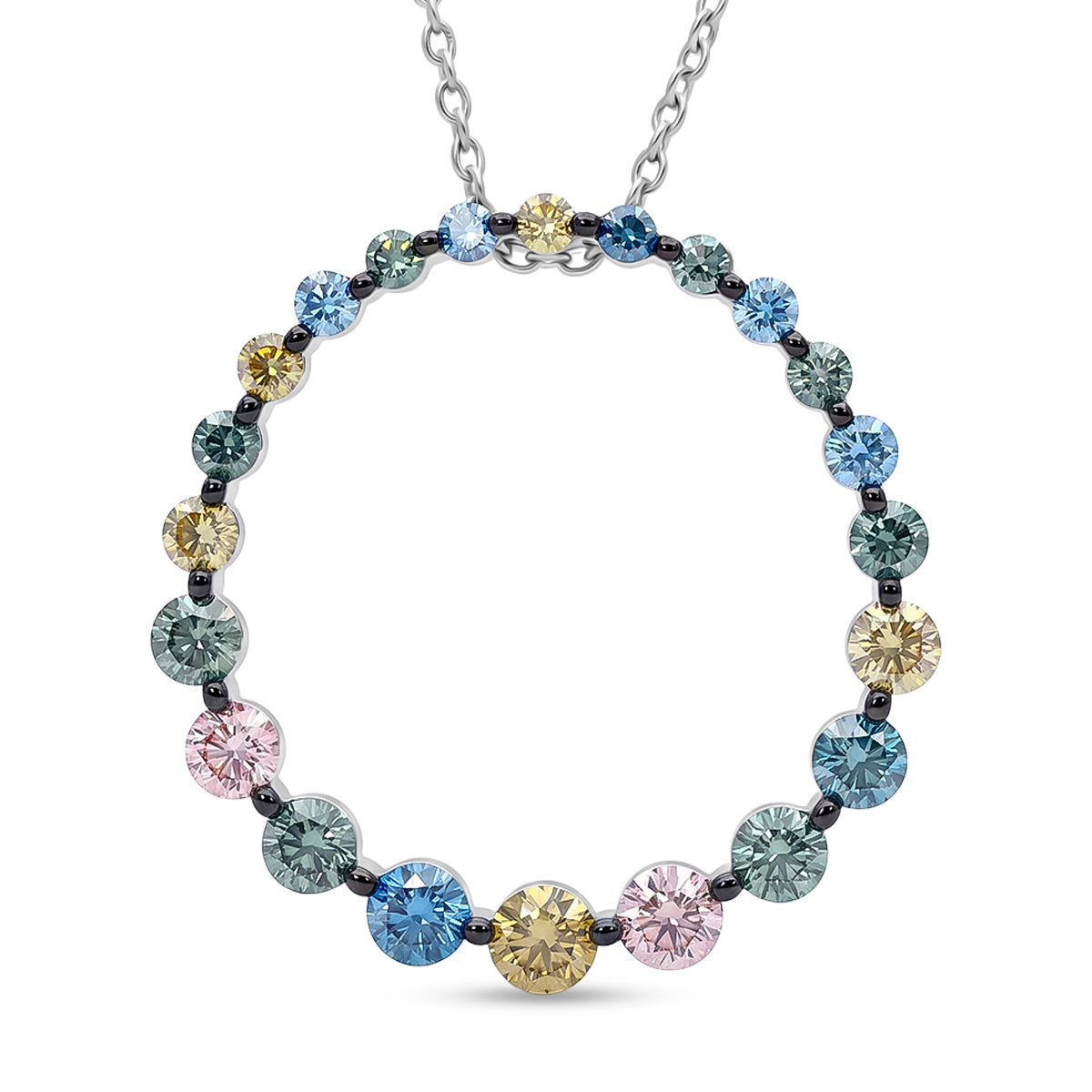 LUXURIANT DIAMOND - Lab Grown Mehrfarbiger Diamant SGL zerifiziert schmuckset ca. 50 cm 925 Silber Rhodiniert ca. 1.00 ct