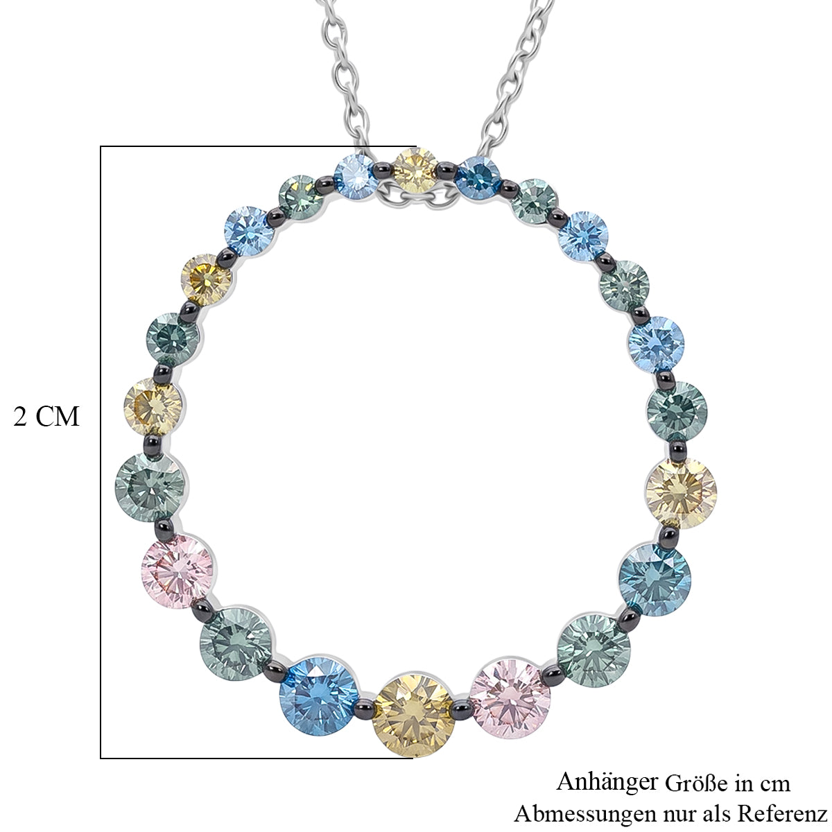 LUXURIANT DIAMOND - Lab Grown Mehrfarbiger Diamant SGL zerifiziert schmuckset ca. 50 cm 925 Silber Rhodiniert ca. 1.00 ct