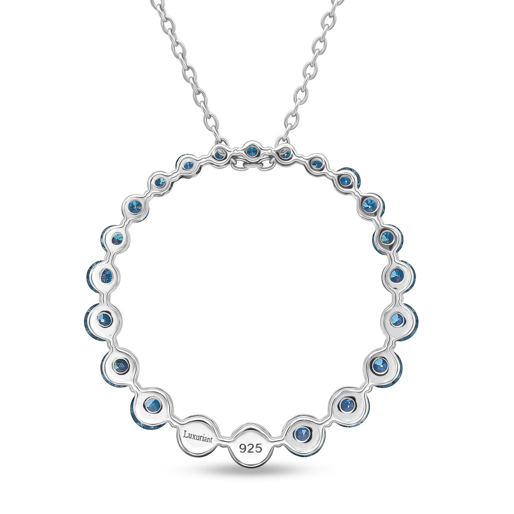 LUXURIANT DIAMOND - Lab Grown Blauer Diamant SI SGL zertifiziert Schmuckset ca. 50 cm 925 Silber Rhodiniert ca. 1.00 ct