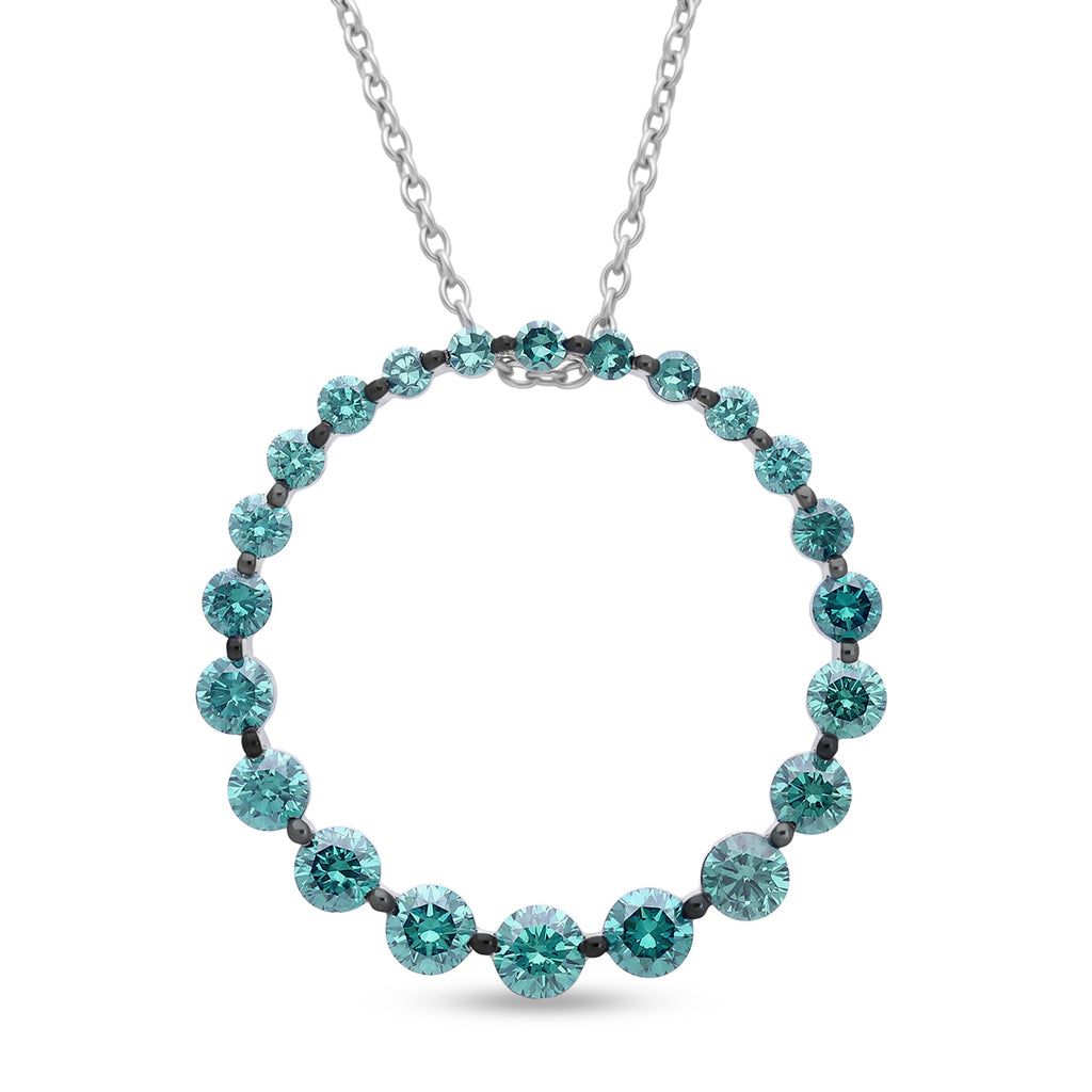 LUXURIANT DIAMOND - Lab Grown Grüner Diamant SI Schmuckset ca. 45 cm 925 Silber Rhodiniert ca. 1,00 ct.