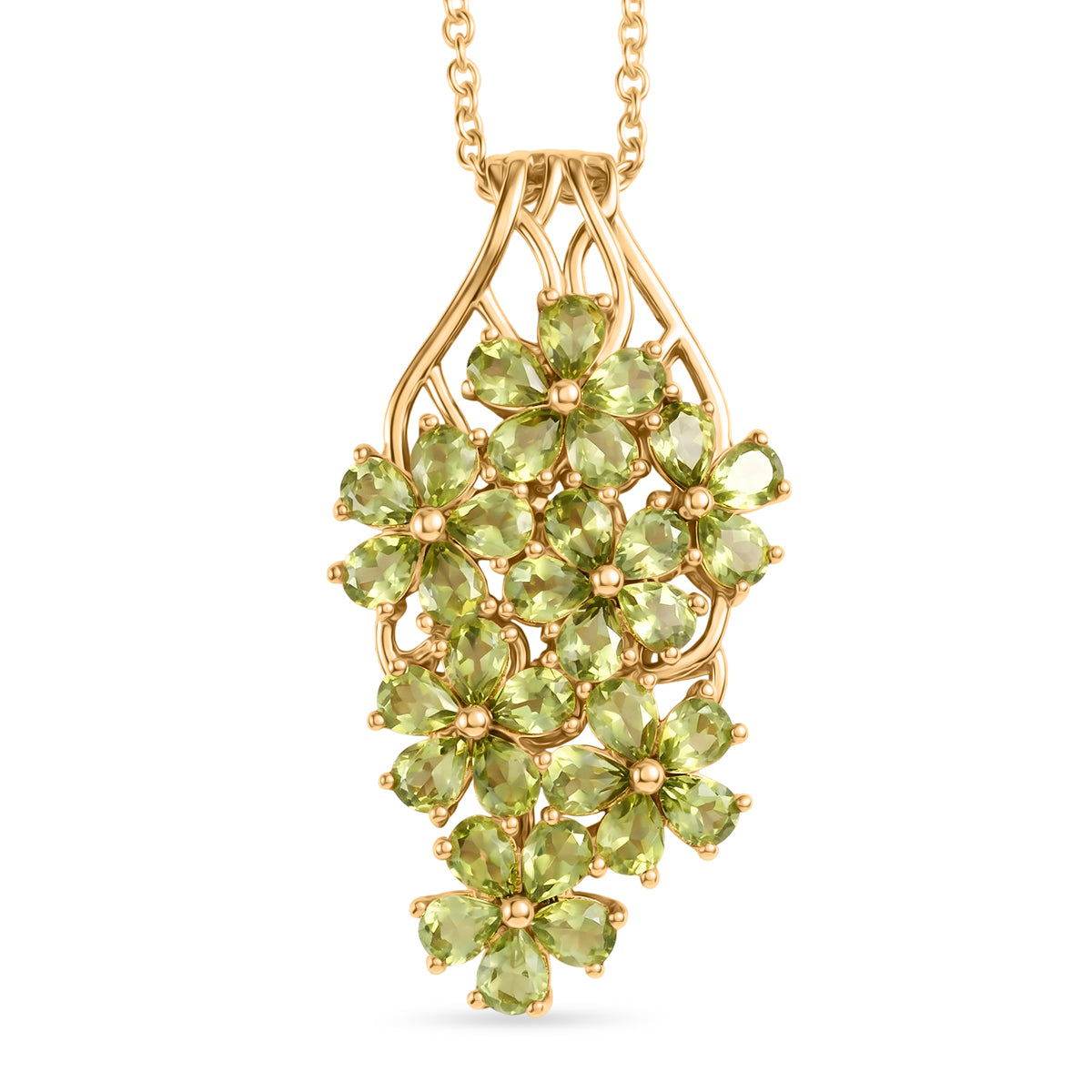EVER TRUE Natürlicher Peridot Anhänger mit Kette, ca. 50 cm ca. 5.87 ct