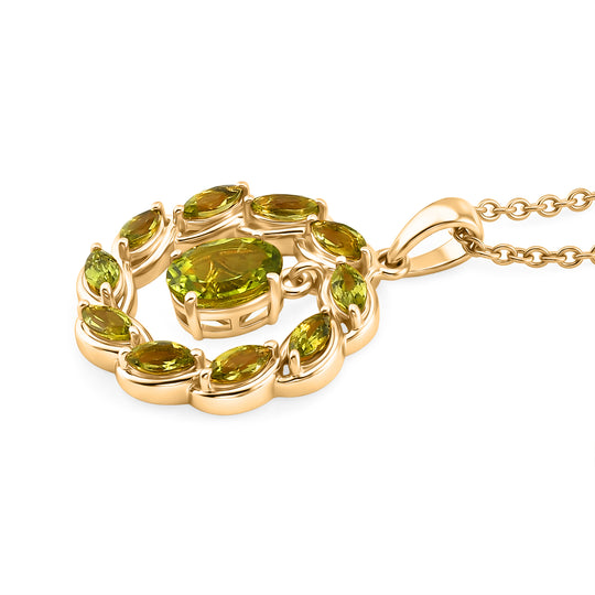 EVER TRUE AA Natürlicher Peridot Anhänger mit Kette, ca. 50 cm ca. 2.78 ct