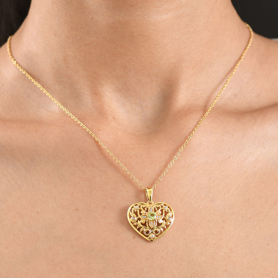 EVER TRUE AA Natürliche Peridot, Weißer Zirkon Anhänger mit Kette, ca. 50 cm ca. 0.39 ct