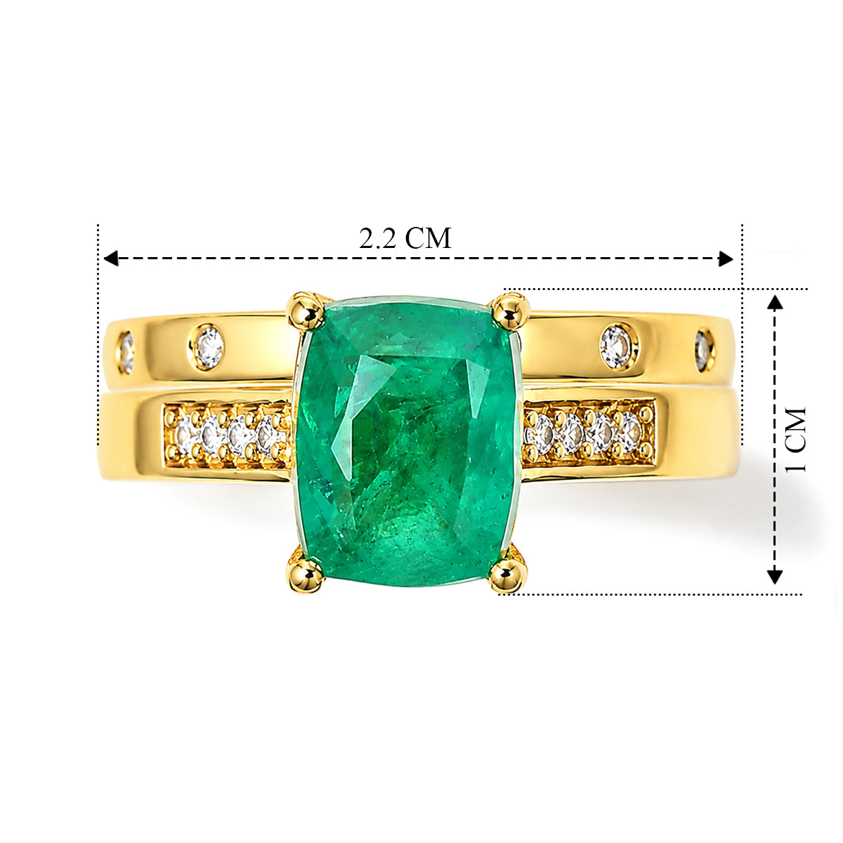 EVER TRUE Smaragd-Quarz Triplette, Weißer Zirkon Schmuckset  (Größe 20) ca. 2,73 ct.