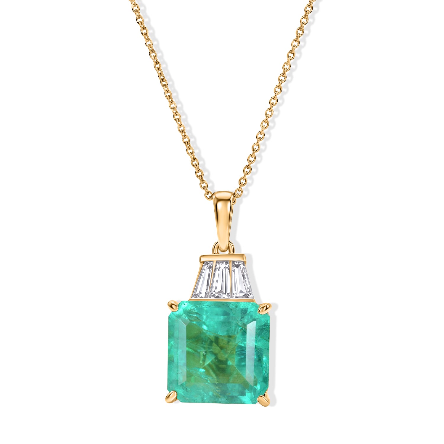 D'Joy Smaragd-Quarz Triplette, Weißer Topas Schmuckset ca. 50 cm 925 Silber 750 Gelbgold vermeil ca. 9.21 ct