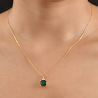 LUXURIANT AAA Labor Smaragd und Labor Diamant Anhänger mit 50cm Kette, 925 Silber 750 Gelbgold Vermeil - 2,22 ct.