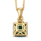 LUXURIANT AAA Labor Smaragd und Labor Diamant Anhänger mit 50cm Kette, 925 Silber 750 Gelbgold Vermeil - 2,22 ct.