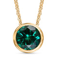 LUXURIANT DIAMOND - AAA Lab Grown Smaragd Anhänger mit Kette, ca. 50 cm 925 Silber 750 Gelbgold vermeil ca. 1.20 ct