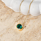 LUXURIANT DIAMOND - AAA Lab Grown Smaragd Anhänger mit Kette, ca. 50 cm 925 Silber 750 Gelbgold vermeil ca. 1.20 ct