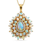 D'Joy AA Natürlicher, äthiopischer Welo Opal Anhänger mit Kette, ca. 50 cm 925 Silber 750 Gelbgold vermeil ca. 4.78 ct