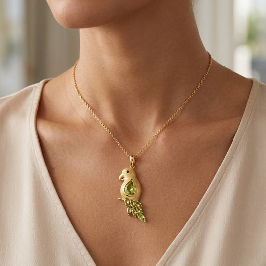 EVER TRUE AA Natürlicher Peridot Anhänger mit Kette, ca. 50 cm ca. 3.72 ct