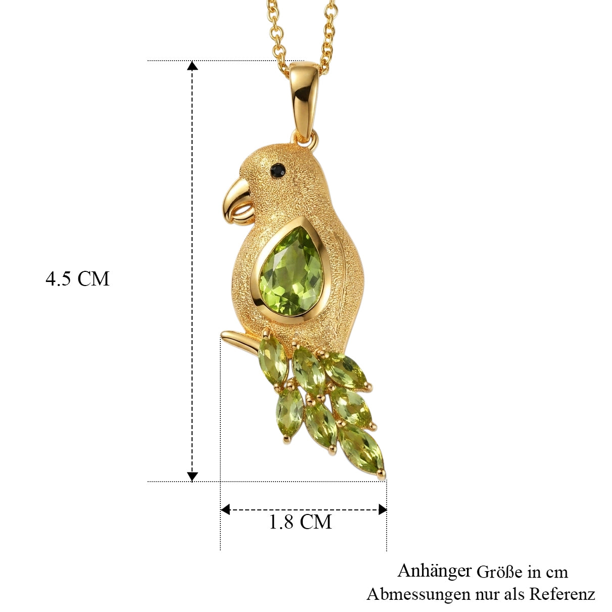 EVER TRUE AA Natürlicher Peridot Anhänger mit Kette, ca. 50 cm ca. 3.72 ct