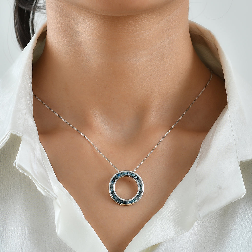 D'Joy Blauer Diamant Schmuckset ca. 50 cm 925 Silber Rhodiniert ca. 1,04 ct.