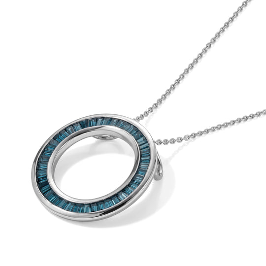 D'Joy Blauer Diamant Schmuckset ca. 50 cm 925 Silber Rhodiniert ca. 1.04 ct