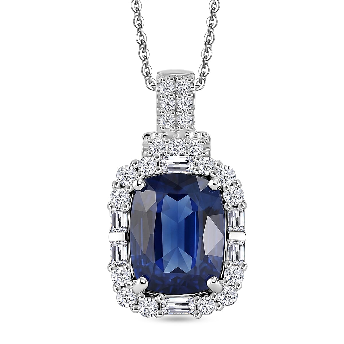 D'Joy AA Kyanit, Moissanit Schmuckset ca. 45 cm 925 Silber Rhodiniert ca. 4,47 ct.